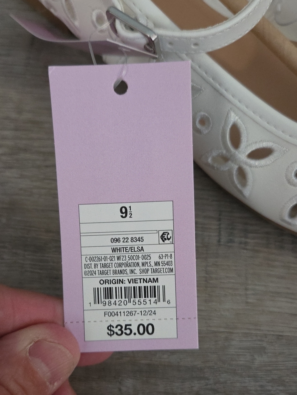 White Floral Cutout Elsa Mary Jane Flats, Size 9.5, New In Box - Picture 8 of 10